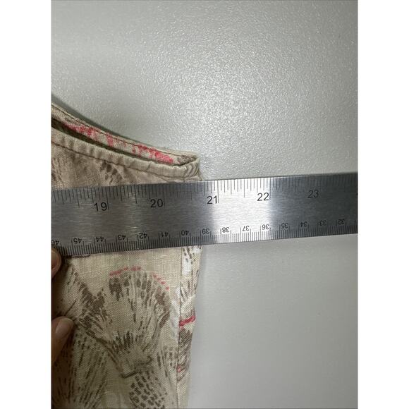 Tommy Bahama Linen Shift Dress XL Shell Print Sleeveless Tan Pink Palm Beach - Picture 6 of 7